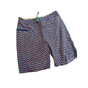 Patagonia Mens Geometric Print Board Shorts Swim Trunks Size 35 Blue Red